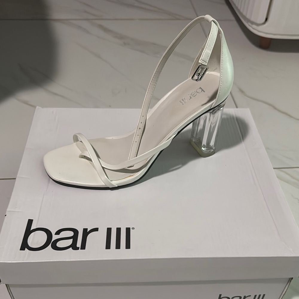 Bar III White Acrylic Heel Sandals